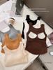 2024 Women's Pure Cotton Brushed Sleeveless Vest with Chest Pads - Slimming and Warm