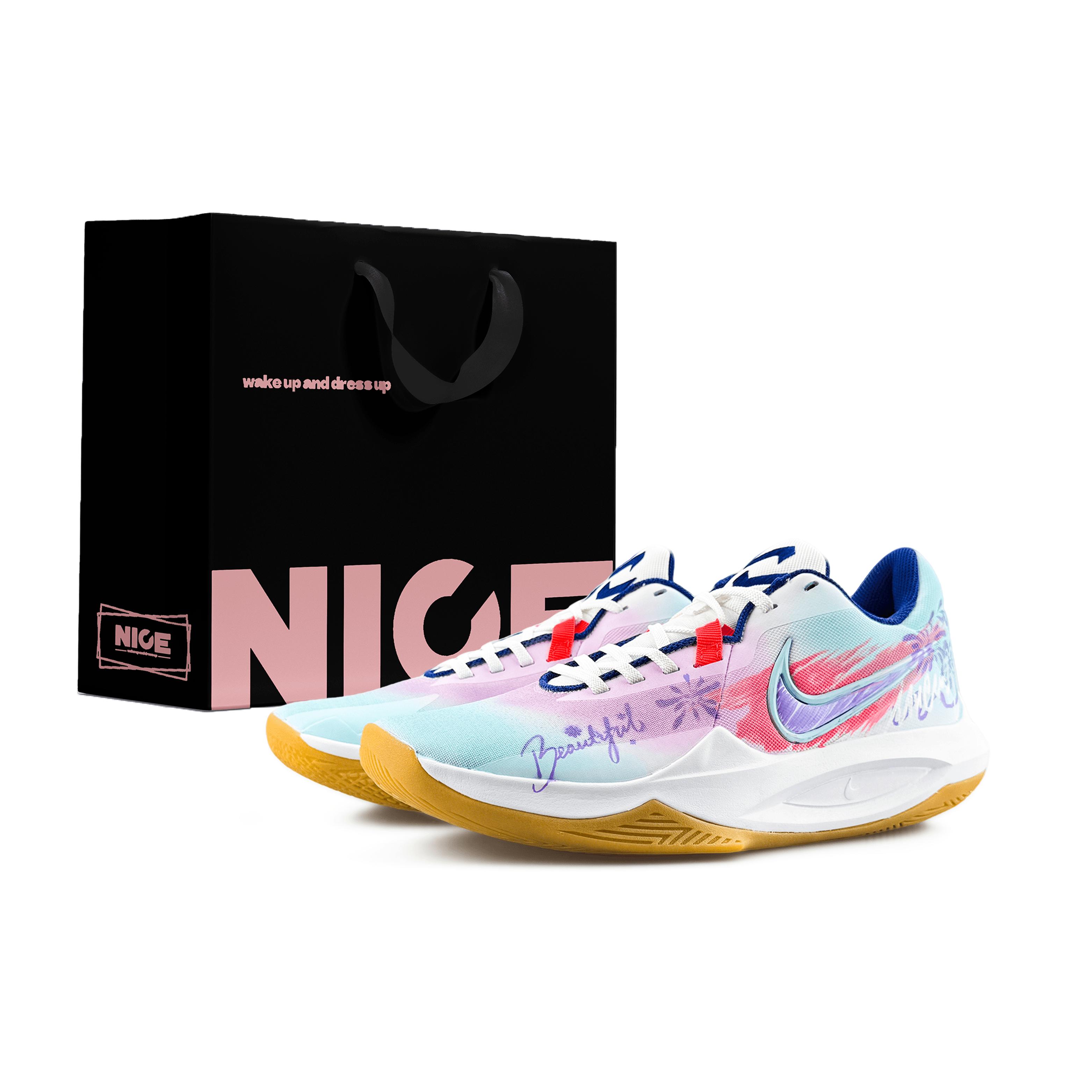 

Nike Precision 6 Abrasion Resistant Low top Basketball Shoes Unisex Blue Pink HV1796-141(Team1513-S-BOX) 46