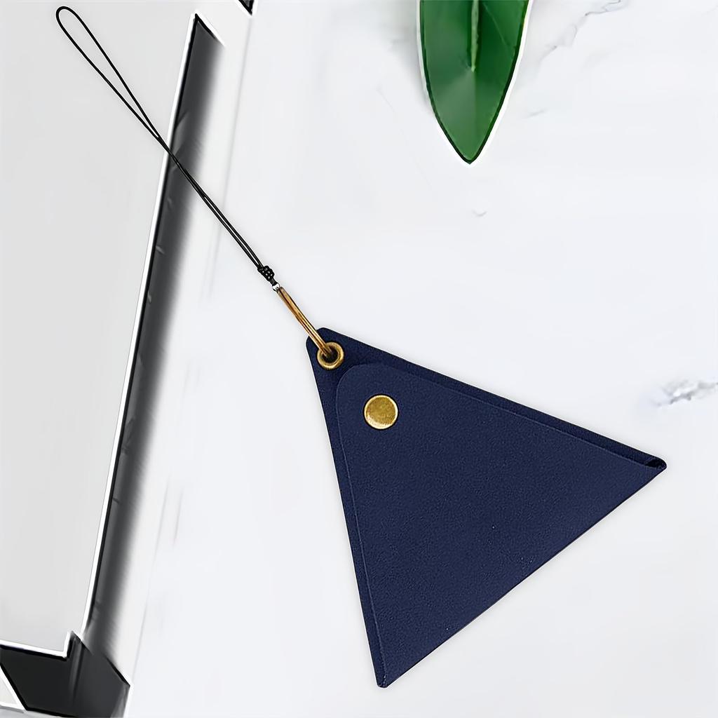 HannaFires 2er-Pack Tragbare Leder-Schlüssel-Organizer-Tasche – Vintage Dreieck-Münzbörse zur kompakten Aufbewahrung von Schlüsseln, Münzen, Kabeln und Kopfhörern,