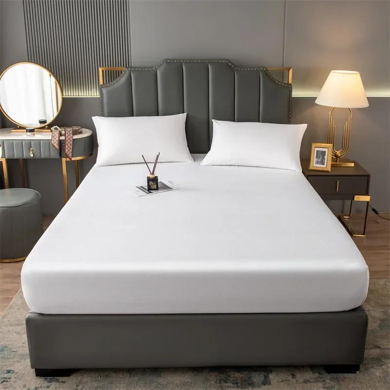 Waterproof Bed Cover Single Piece Urine Proof Breathable Dustproof Mattress Cover Simmons Protective Cover Non-slip Fixed Sheet