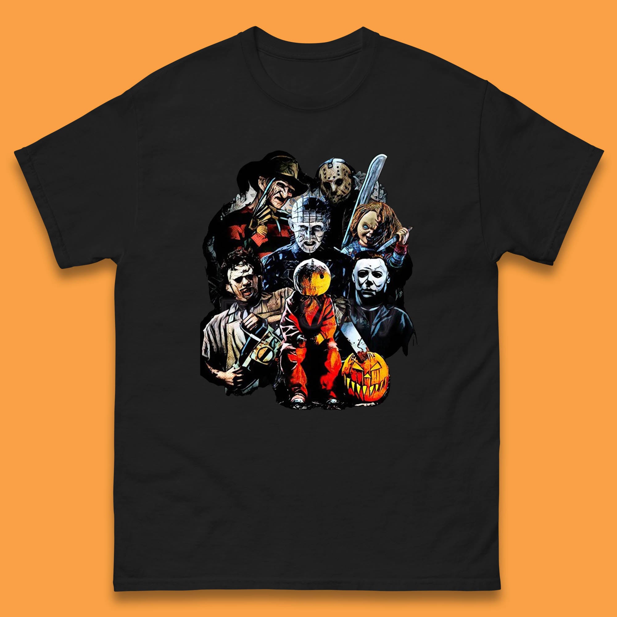 Halloween Horror Movie Characters Friends Halloween Villians Serial Killers Mens Tee Top 2XL
