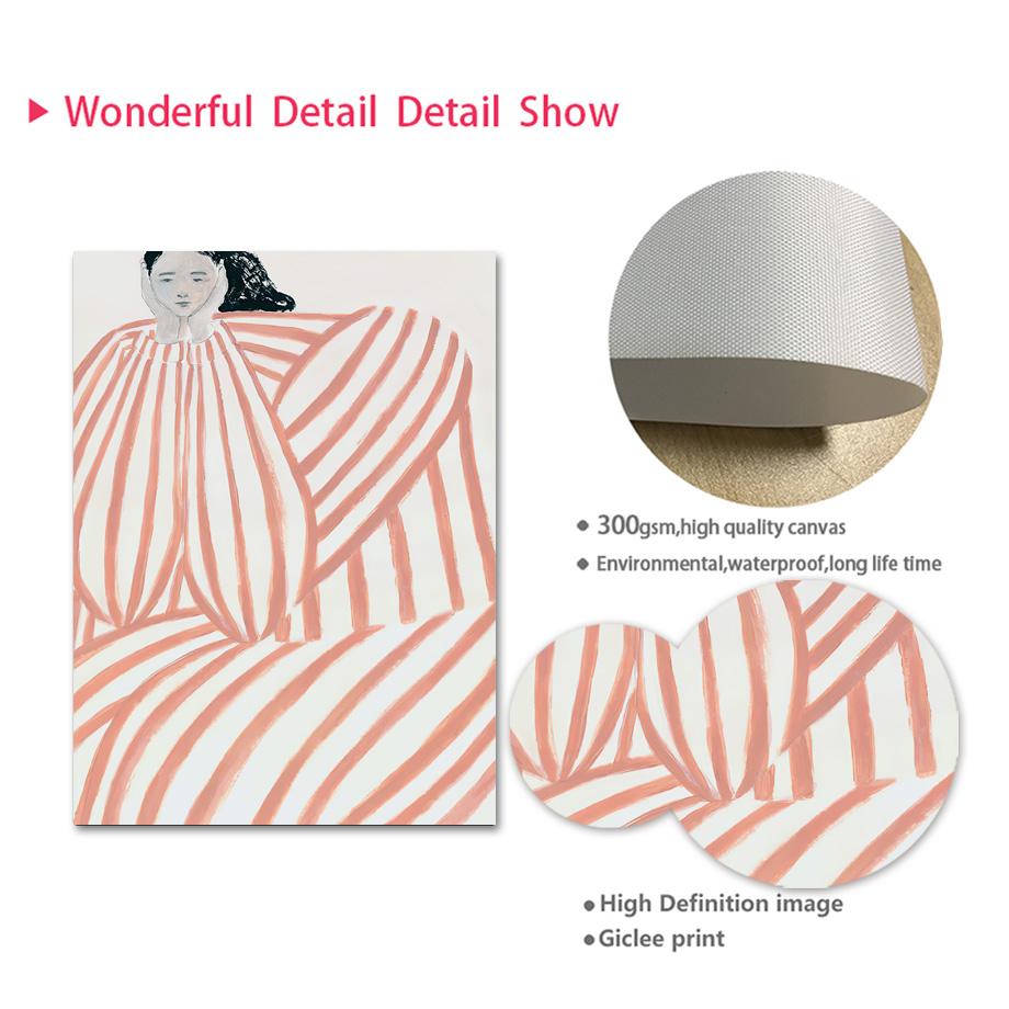 Abstract Striped Girl Line Body Geometry Wall Art Canvas Painting Nordic Posters And Prints Wall Pictures For Living Room Decor