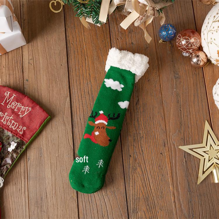 Women's Winter Christmas Stockings: Cozy Mid-Calf Snow Socks with Velvet, Perfect for Home Sleeping