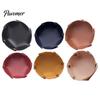 Dresser Top Organizer PU Leather Folding Storage Tray, Waterproof Portable Jewelry Dish, Luxury Nightstand Accessory Retro Rivet Desktop Tray