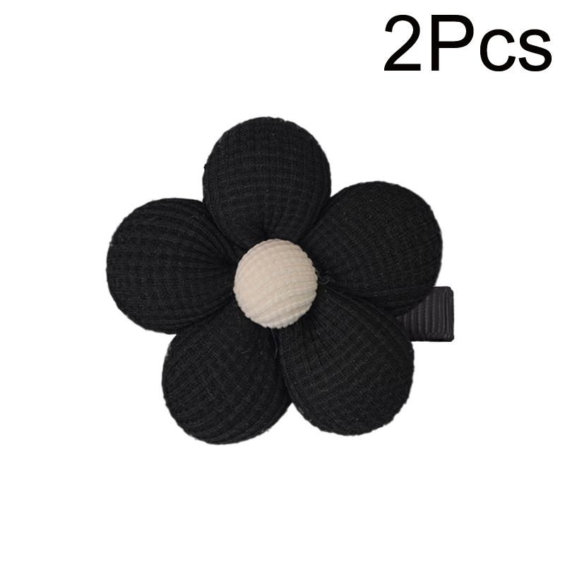

2Pcs 3D Cotton Filled Floral Hair Clips Set For Girls 3+ & Adults Semi-Covered Alligator Clips Hair Accessories Party Gifts чёрный