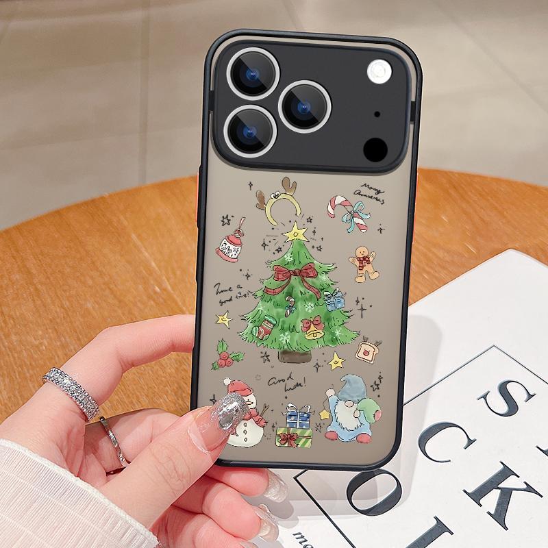 Christmas New Year Print Case For iPhone 17 Air 16e 16 15 14 Pro Max 13 Shockproof Soft Edge Hard PC Matte Phone Cover