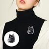 Women Brooch Sparkling Faux Crystal Decor Two-color Black Cat Design Lapel Pin Sweater Scarf Holder Jewelry Accessories