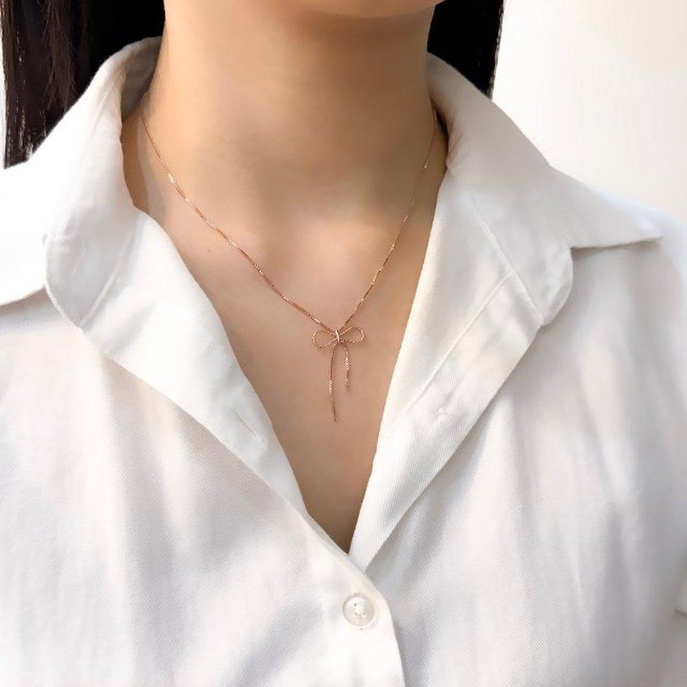 [Opalhouse] 925 Silver Box Chain Ribbon Necklace Opqun5623