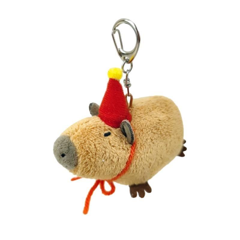 Capybara Plush Pendant Toy Cross-border Stock Squeaky Guinea Pig Keychain Hanging Ornament Stuffed Animal