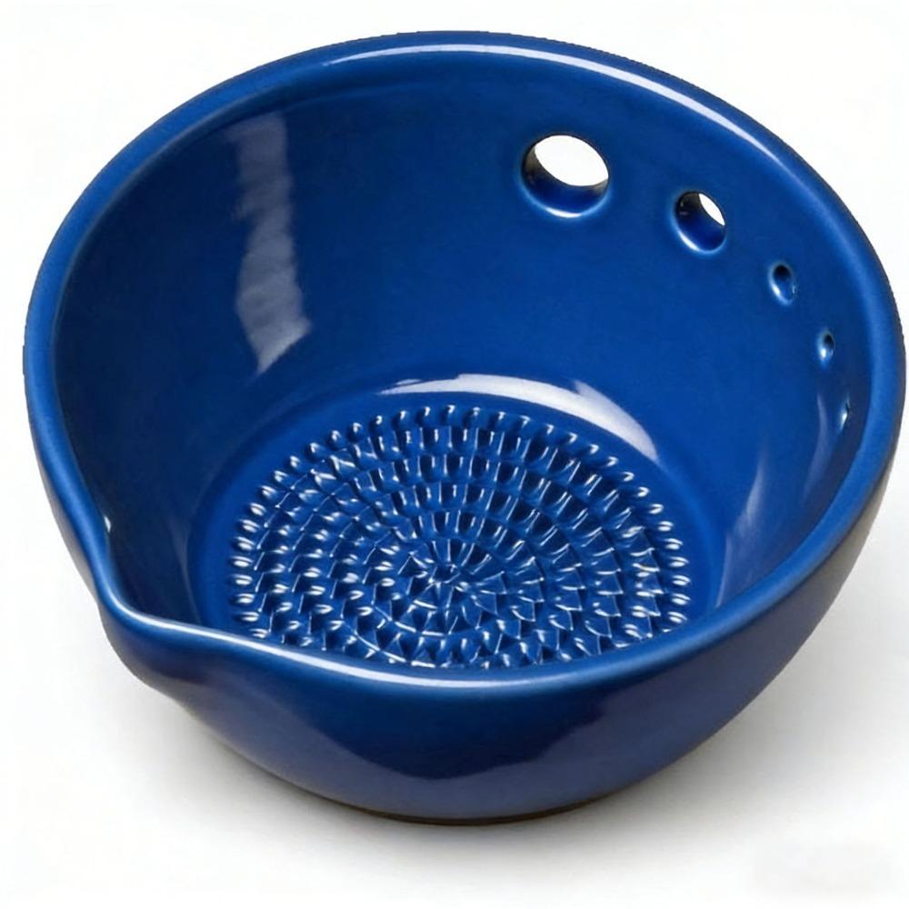 Ceramic Ginger Grater Grinding Tool Multi-functional Ginger Puree Grinder 5/7 Hole Sizes Built-In Grater Food Grinding Bowl