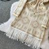 Autumn Winter Women Vintage Print Full Sleeve Knitted Sweater Pullover Dresses With Tassel