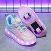 29-38 Children's Plus Size Fashionable Two Wheel Disassembly Into Flat Sports Shoes LED Illuminated Sports Shoes Ice Skates