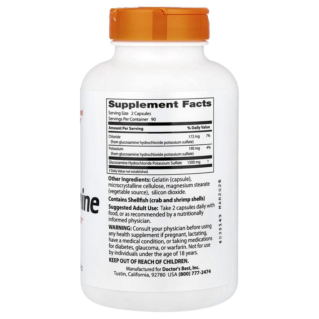 Doctor's Best Glucosamine, 750Mg, 180 Capsules