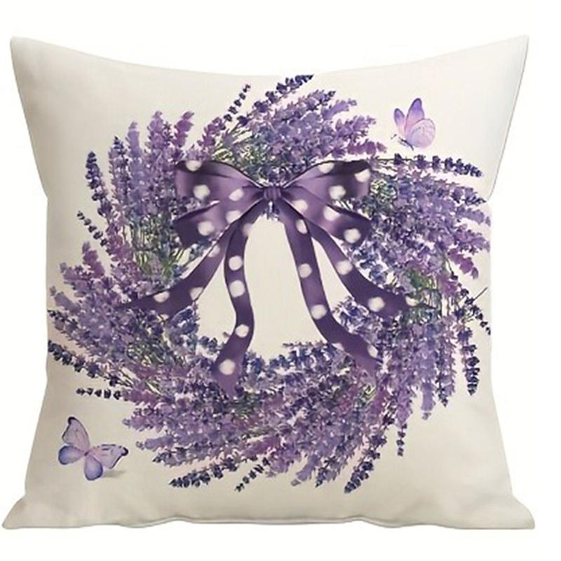 

Lavender Purple Romantic Spring Home Decor Pillowcase Bedroom Living Room Sofa Decoration Polyester Cushion Cover with Zipper 16x16Inch