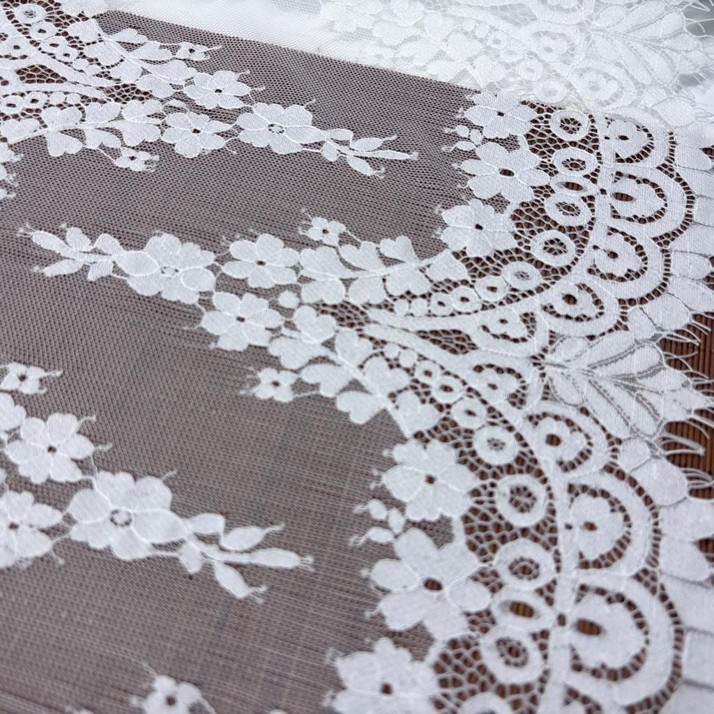 ( 3 Colors ) French Chantilly Lace, 3m X 32cm, Non-stretch Eyelash Lace Fabric for Wedding, Lingerie, Dress, Garment, Sewing & Crafting
