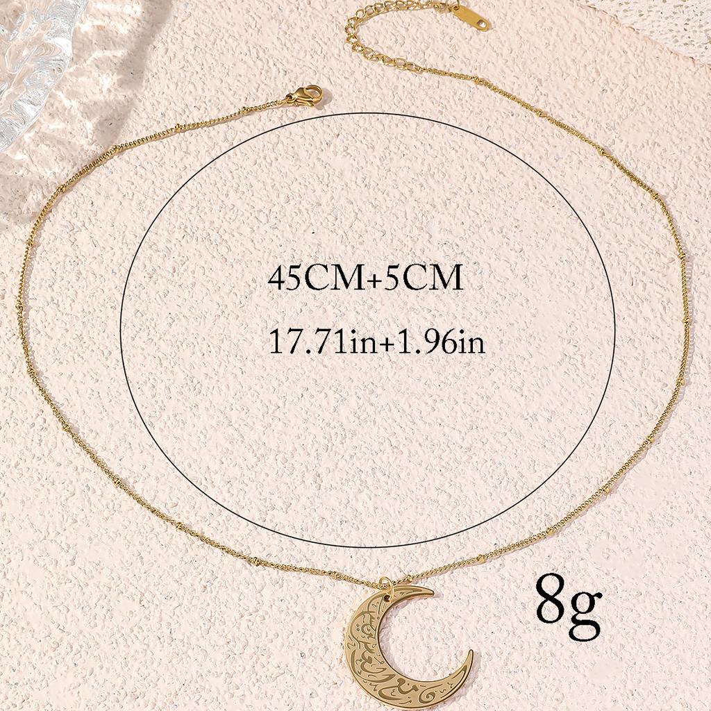 New fashion Islamic Muslim Moon Rune Stainless Steel Pendant Necklace for Men and Women Simple Religious Jewellery Gift