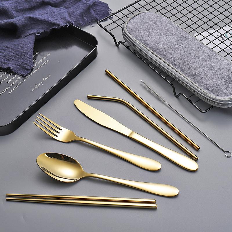 Cutlery Storage Bag Tableware Cloth Zipper Design Pouch Fork Spoon Chopsticks Office Camping Travel Utensil Carrying Case