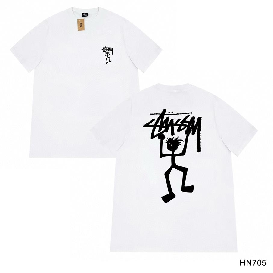 Stussy 2025 Sommer Neues Hochwertiges Rundhals-T-Shirt aus Baumwolle für Männer und Frauen Klassisches Logo mit neuem Musterdruck Paar-T-Shirt