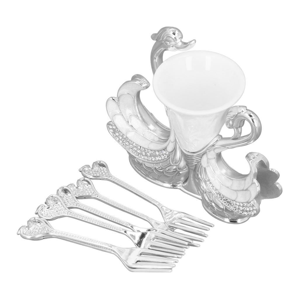 Base Fork Holder Set Elegant Multifunctional Decorative   Flatware with 6 Forks for Fruit Salads Coffee Desserts