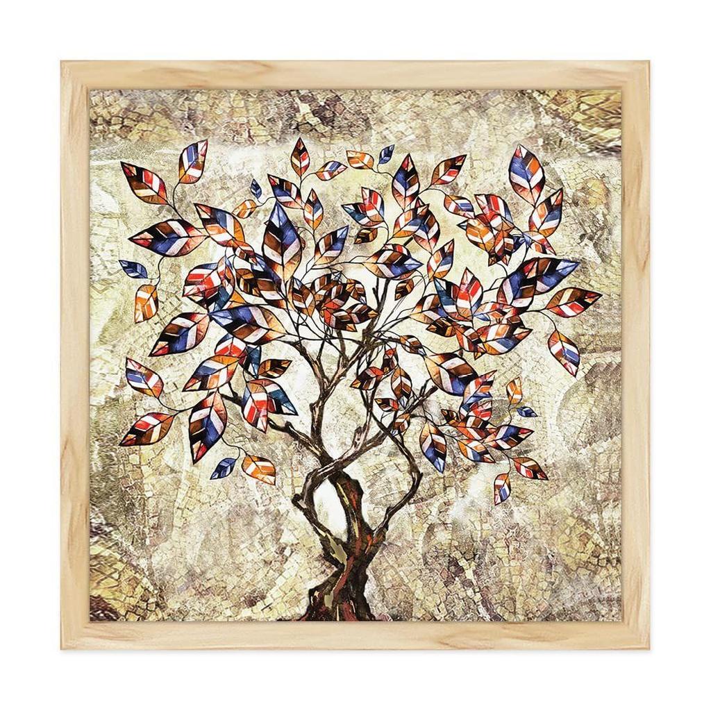 Paper Tree Wall Art Frame Painting, Multicolor, Abstract, 12.5 X 12.5 In, Set of 1