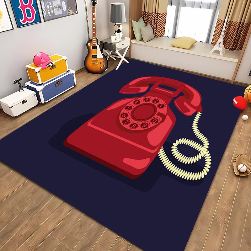 HD Printing Retro Phone Carpet for Living Room Cartoon Children's Bedroom Sofa Doormat Floor Tapete Anti-slip Decor Alfombra 3D