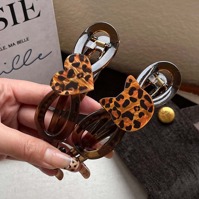 Retro Leopard Cat Printed Twist Hair Clip for Women Fashion Ponytail Twist Clip Hairpins Barrettes Girls Hair Accessories