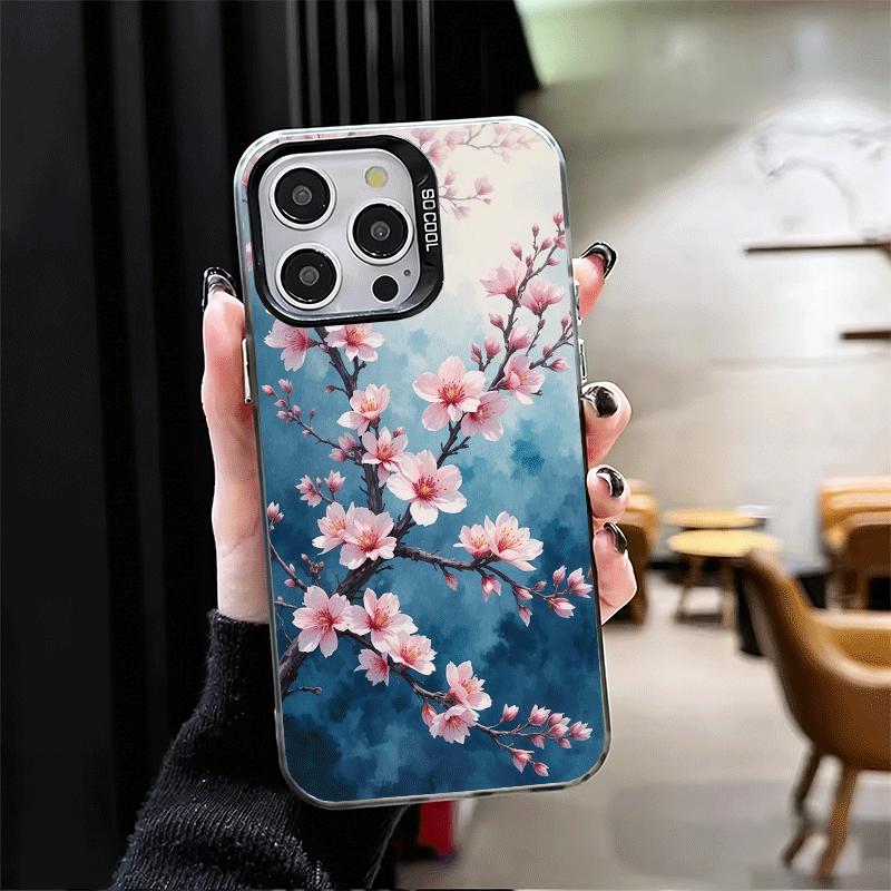 Cherry Blossom Sakura Fashion Soft Phone Case for iPhone 15 16 17 Pro Max 17Air 16E 14 Plus 13 12 Mini Shockproof Cover Back She