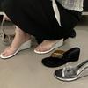 Fashion Liyke Summer Wedges High Heels Flip Flops Women Slippers Pinch PVC Transparent Strap Designer Slides Shoes Sandal Female Mules