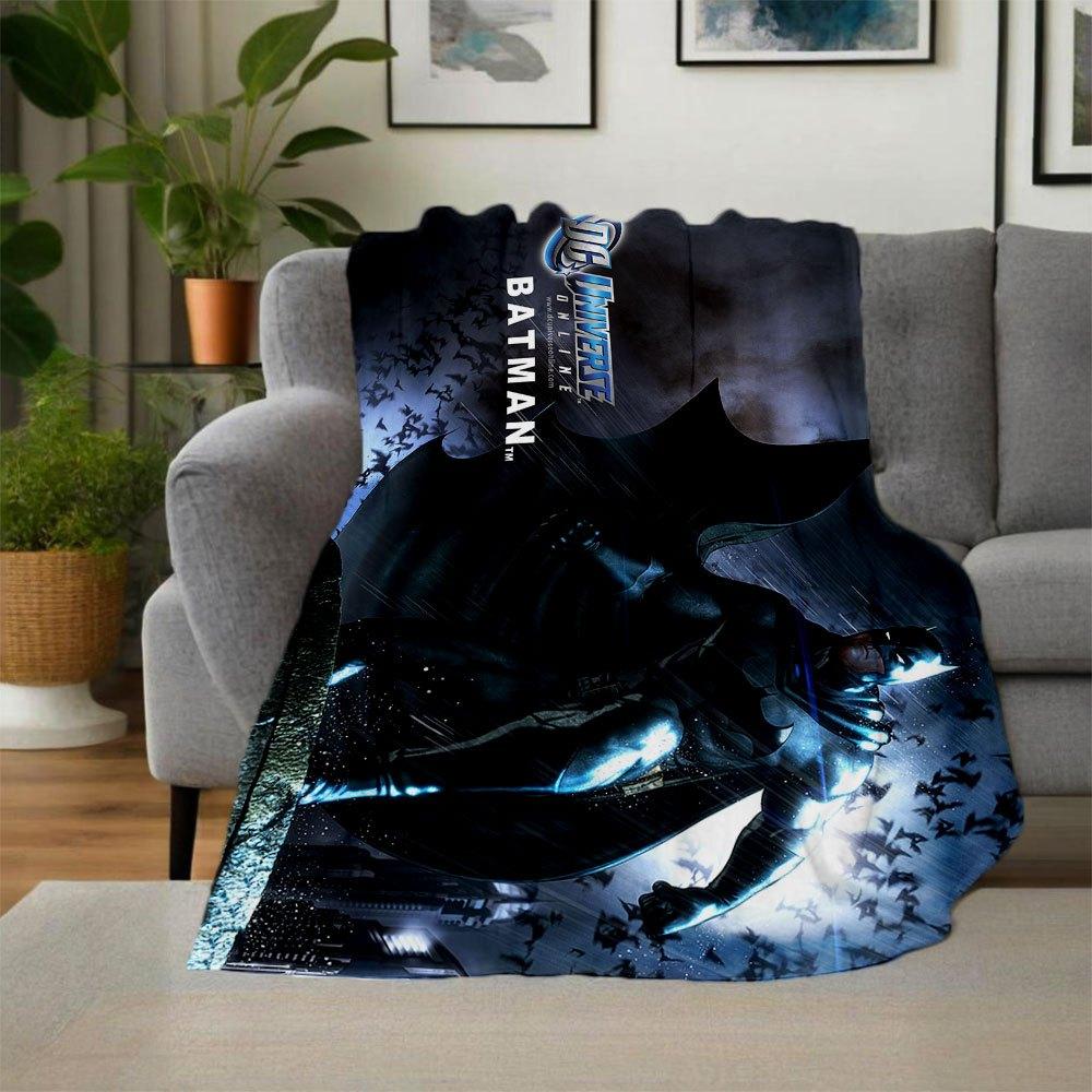 Batman DC Universe Online Poster PrintBlanket Flannel Throw Blanket for Sofa, Bed, Travel, Camping, Office, Couch, Chair