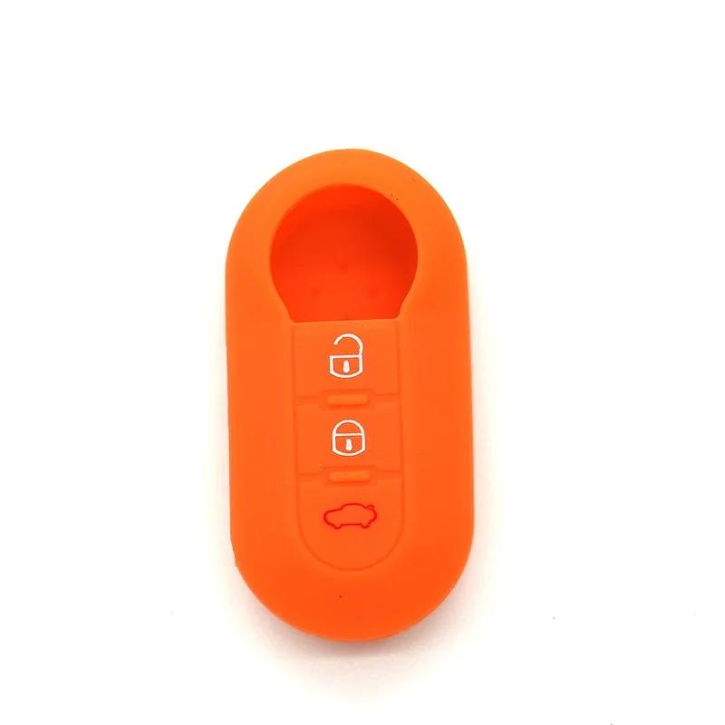 3 Buttons Silicone Car Key Case Cover For Fiat 500 Flip Folding Remote Key Shell For Fiat Punto Panda Car Accessories