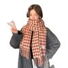New Student Korean Plaid Versatile Scarf for Women Winter Warm Neck Protection Neck Scarf Tassel Shawl