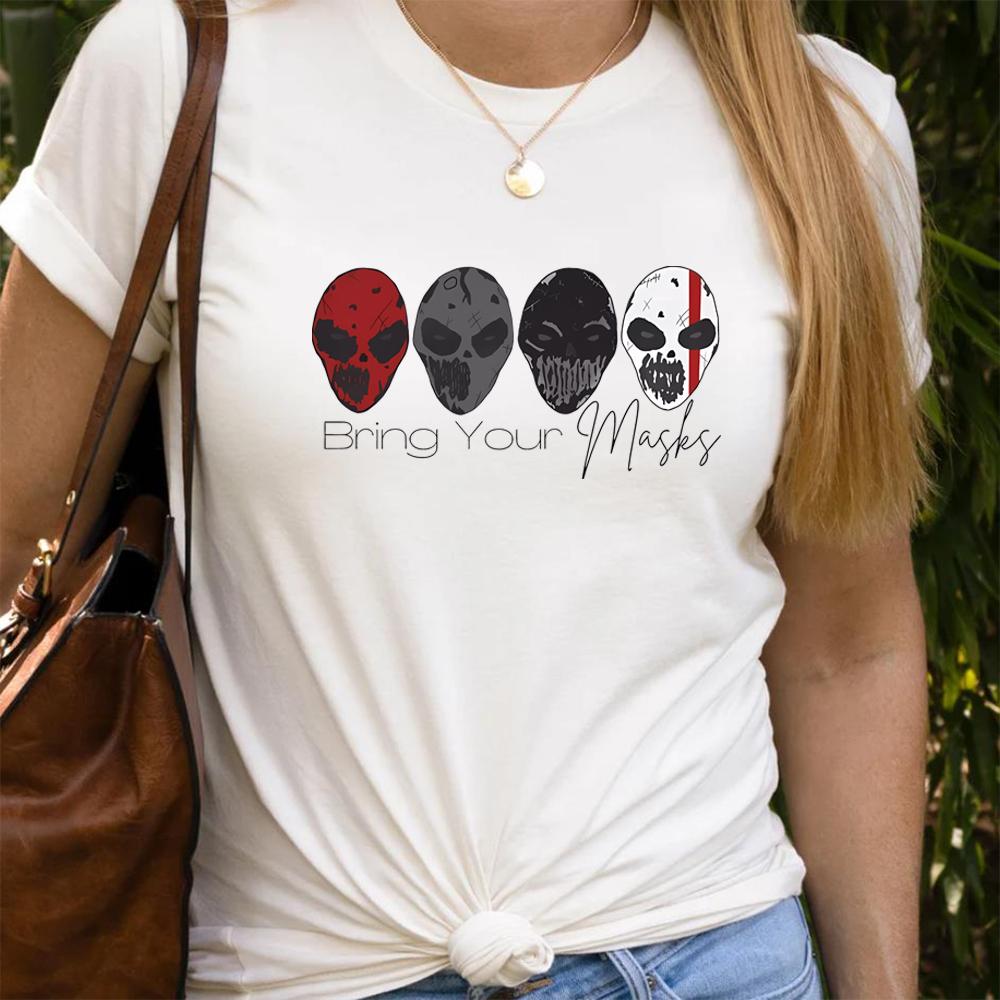 

Футболка Bring Your Masks Футболка из серии Devils Night Футболки Penelope Douglas Футболки с рисунком The Four Horsemen Футболка Book Lovers M белый