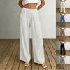Women’s High Waist Wide Leg Pants Elastic Waistband Loose Fit Trousers Lightweight Flowing Fabric with Pockets for Casual Wear