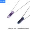 Natural crystal colorful fluorite double pointed column pendant necklace women's stainless steel clavicle chain