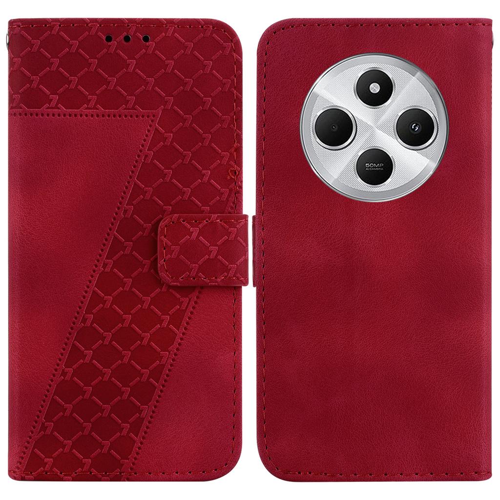 For Xiaomi Poco C75 4G/Redmi 14R 5G/14C 4G Stand Case 7-Shaped Pattern Imprint Leather Phone Cover