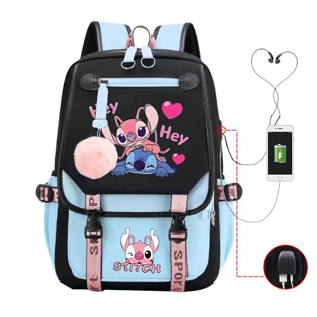Children'S School Bag Contrasting Color Neutral Backpack Animation Printing Primary And Secondary School Students
