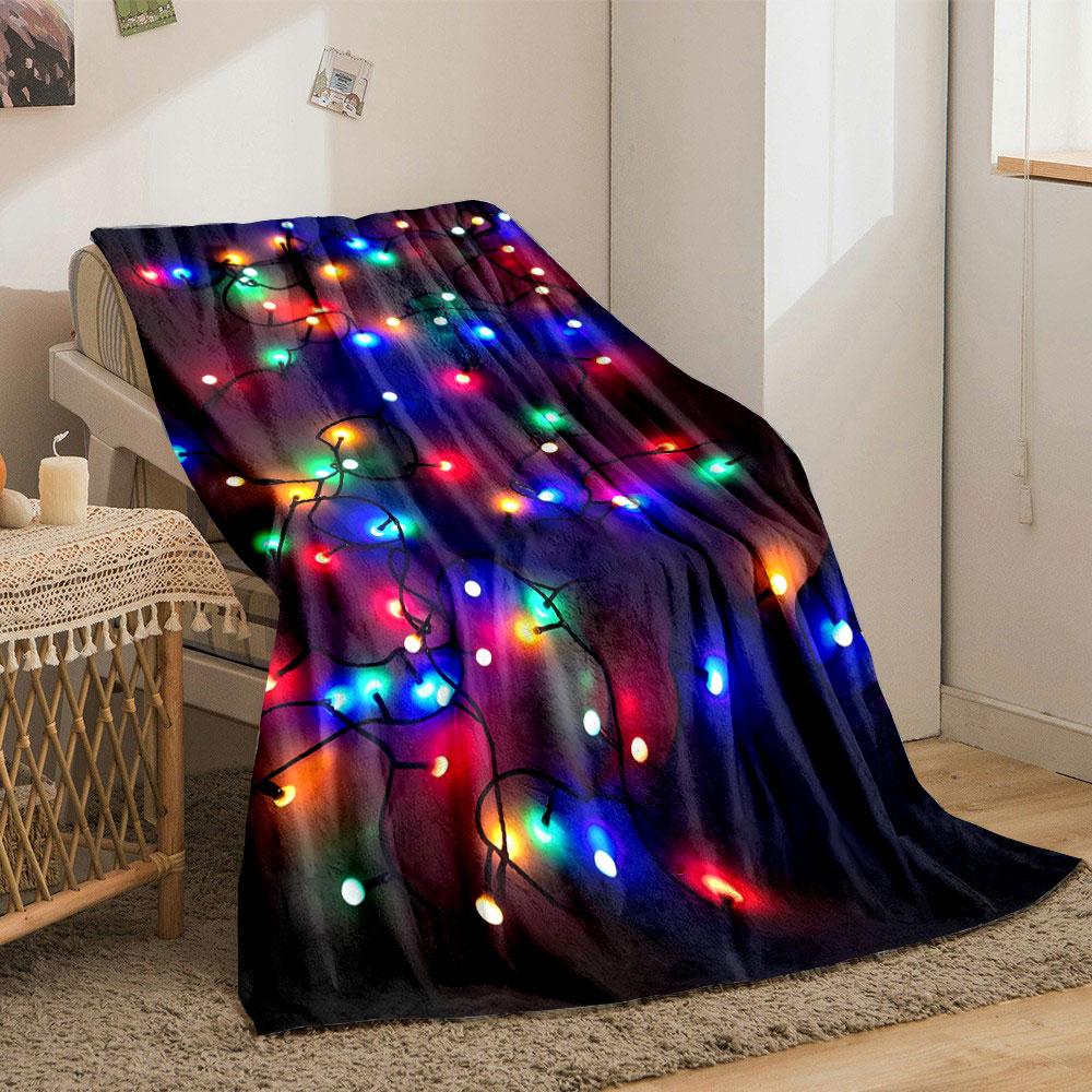 Bunte Lichterketten Aufdruck Decke Schlafzimmer Decke für Wohnzimmer Sofa Mittagspause Weiche Decke für Freund's Festival Geschenk