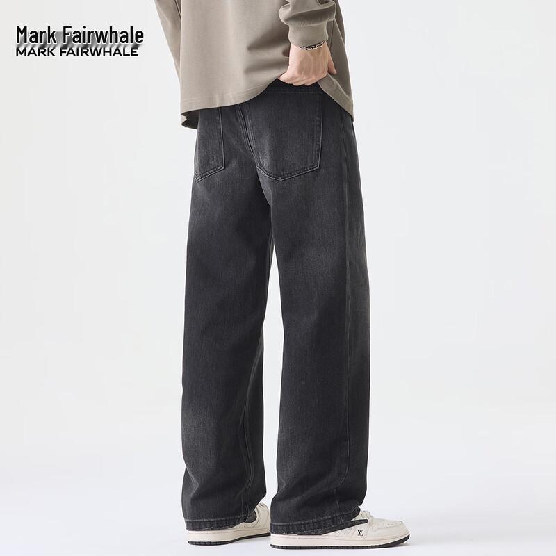 Mark Fairwhale Men's American Retro Loose Straight Washed Denim Jeans