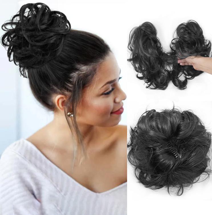 Szexi Lány Hajhosszabbítás - Összecsukható Dús Rendetlen Konty Scrunchie Természetes Hajdarab