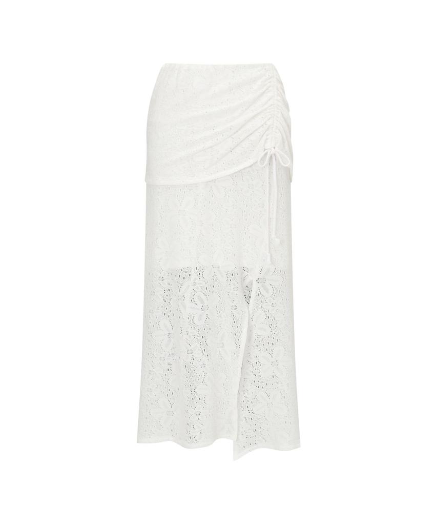 Monday Flow Lace Slit Skirt_White