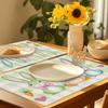 Adorable Bunny and Heart Pattern Placemats, 4pcs Set, Rectangular Placemats for Dining Table, Kitchen Table Mats, (12"x18") Suitable for Home Kitchen