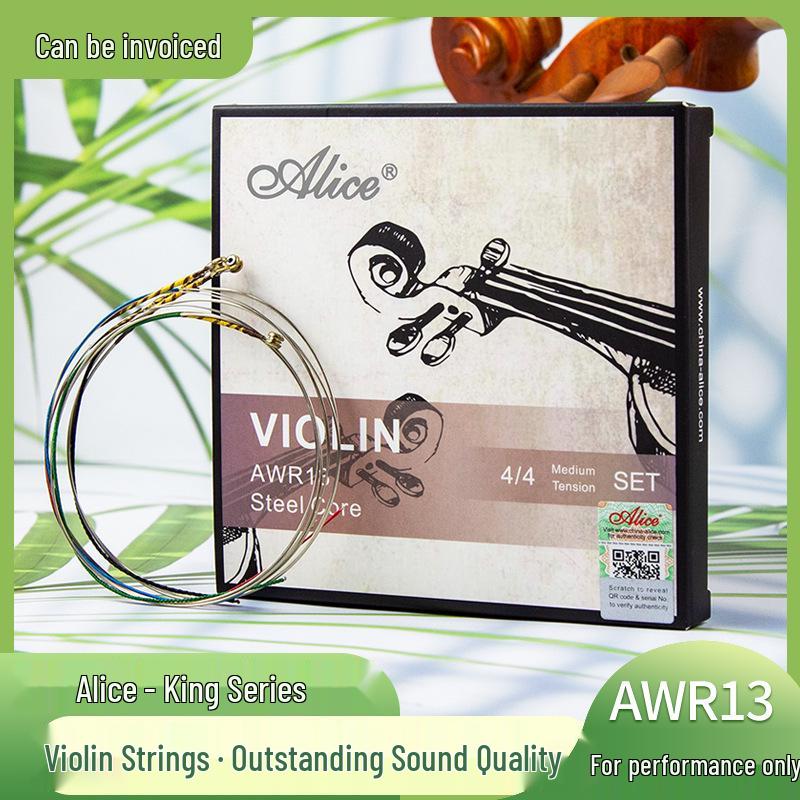 Alice Violin Strings AWR13: High-Performance Exam Set with High-Carbon Steel & White Copper Wound Strings