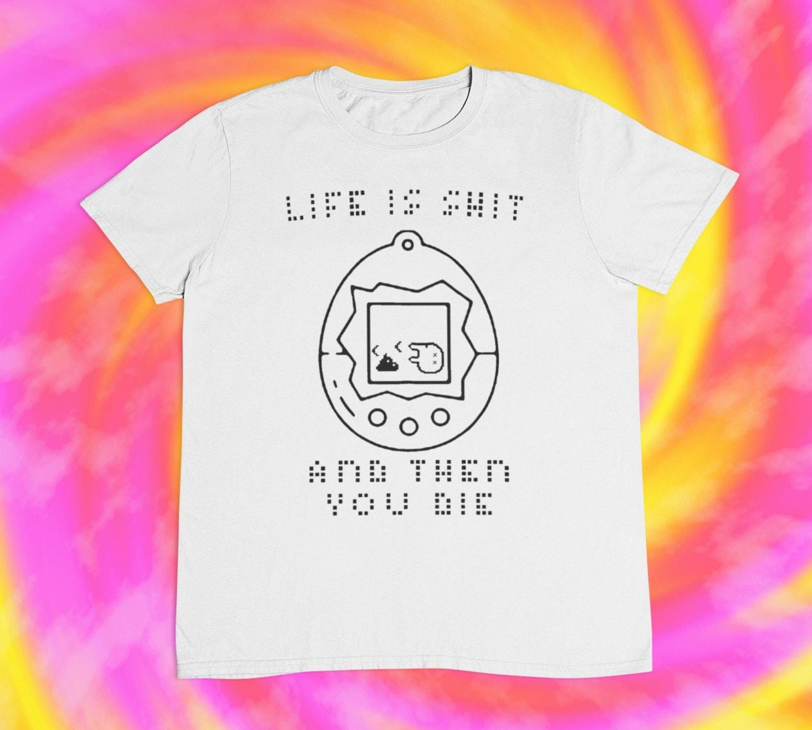 Tamagotchi T-Shirt: Ironic Y2K Sarcasm Tee XL