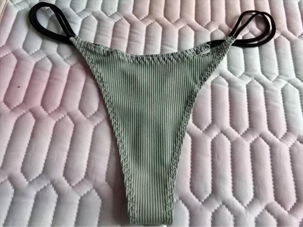 European & American Ribbed Cotton Women's Thong with Fine Straps - Comfortable, Breathable, & Sexy T-Back