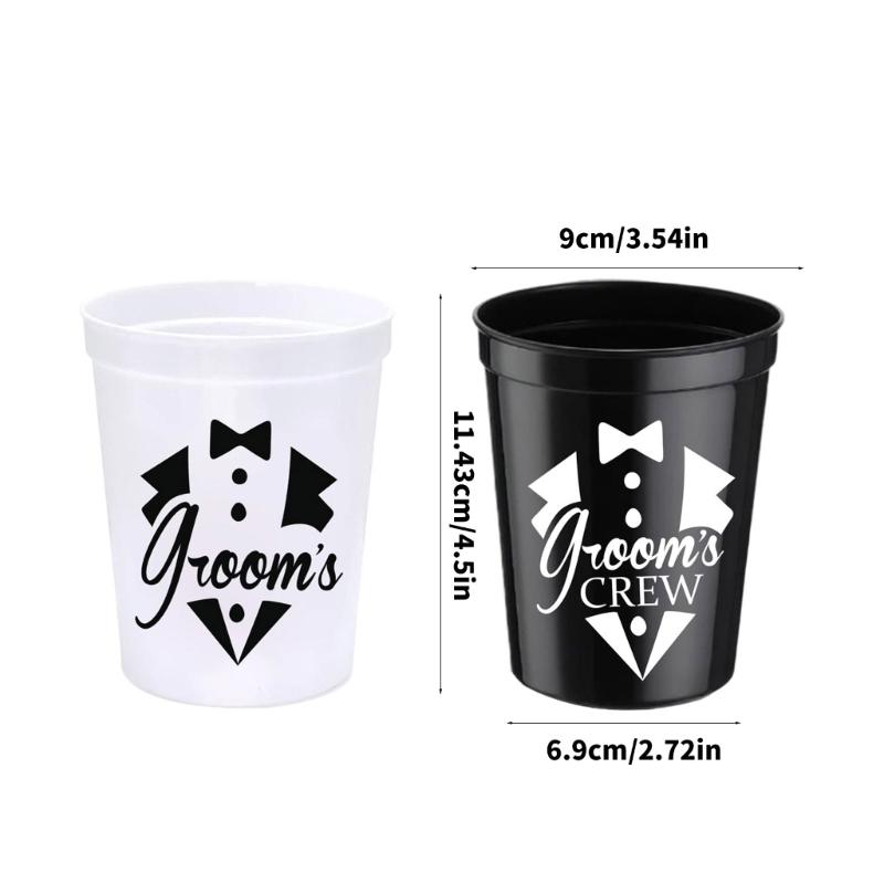 Reusable Grooms To Be Plastic Cups Tumblers Large Capacity Drinking Cups Set for Wedding Reception Decoration 5Pcs