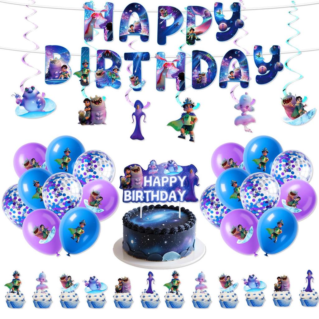 Earth Special Agent Anime Birthday Party Tableware Set: Plates, Cups, Tablecloth, Knives, Decorations.