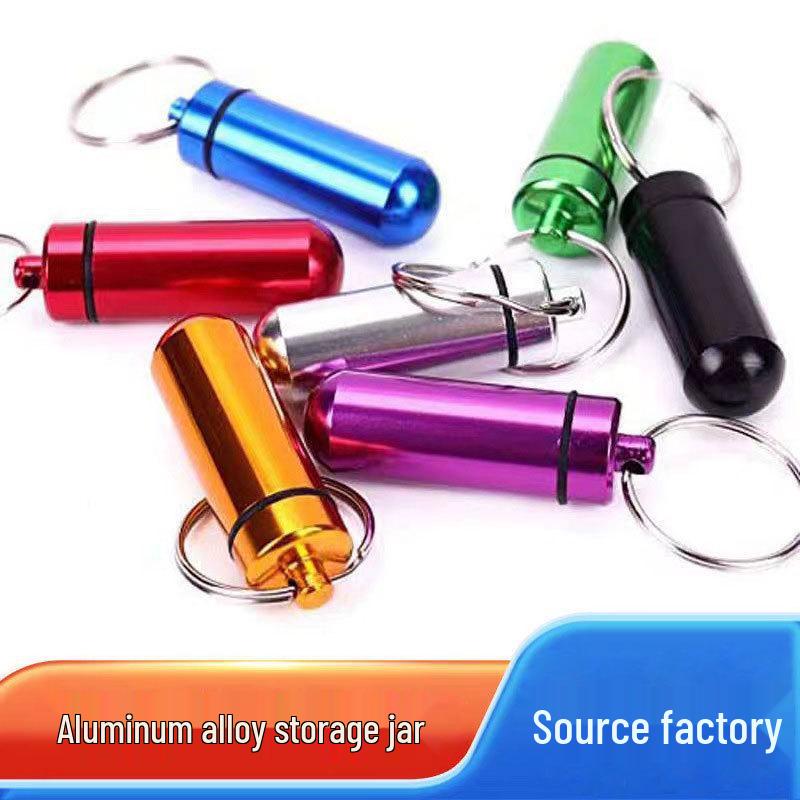Waterproof Aluminum Medicine Keychain Carrier: Portable Sealed Storage Container for Outdoor Use красный
