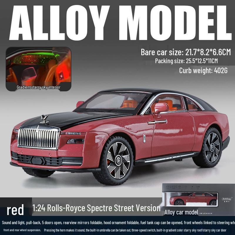 

Jinlifang 1901-360 Модель игрушечной машины из сплава Rolls-Royce Spectre с рулевым управлением, подвеской и открывающимися дверями красный