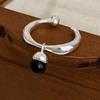 Foxanry Minimalist Copper Color Rings Party Jewelry For Women Korean Cute Creative Design Black Pendant Birthday Accessories