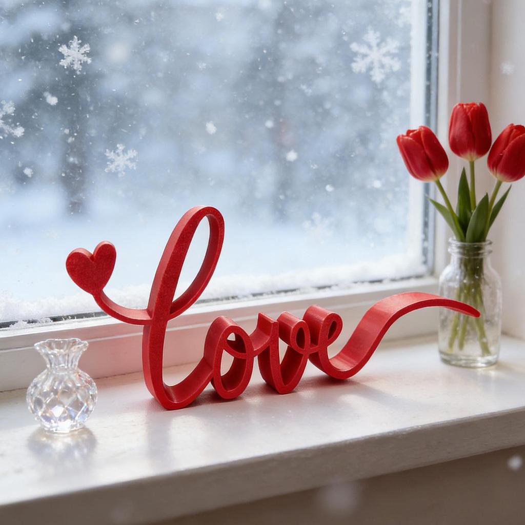 Red Love Letter Sign Blocks Tabletop Table Centerpiece Decor for Hotel Dining Room Office Party Wedding Valentines Decorations